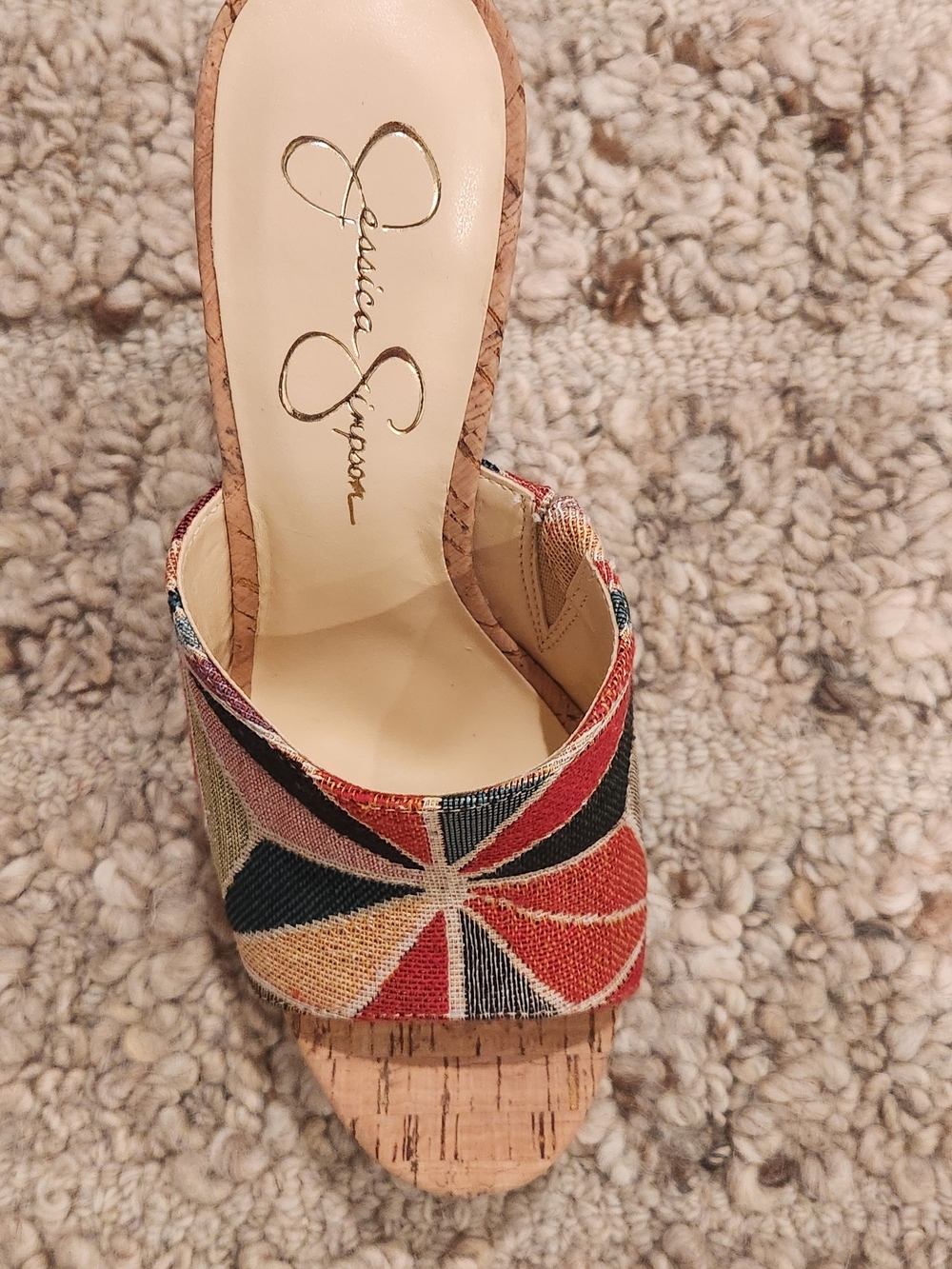 Jessica Simpson Multicolor Geometric Cork Platform Mule - Picture 2 of 4
